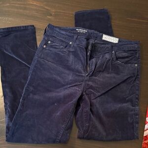 Anthropologie AG The Stevie Navy soft velvet like slim straight ankle jeans